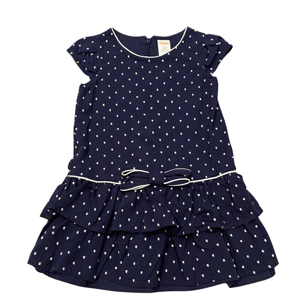 Gymboree Girl's Swiss Dot Ruffle Dress (Navy Blue) - Size 4 - Like New!